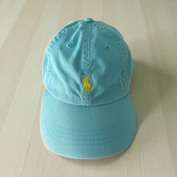 Polo by Ralph Lauren Hat Leather Adjustable Strap Embroidered Horse Logo Blue - Picture 1 of 9